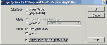 Диалоговое окно Image Options